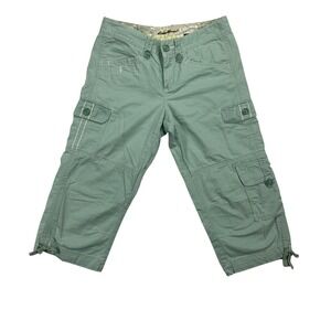 Eddie Bauer Womens Size 4 Cargo‎ Capri Pants Green Cotton Blend